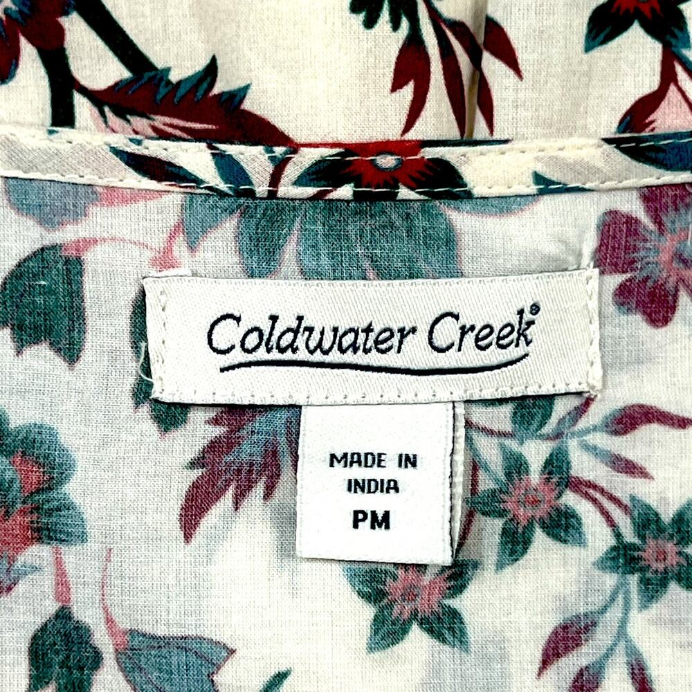 Coldwater Creek Size PM Cotton Floral Fit & Flare Dress Sleeveless Cottagecore - Picture 6 of 8